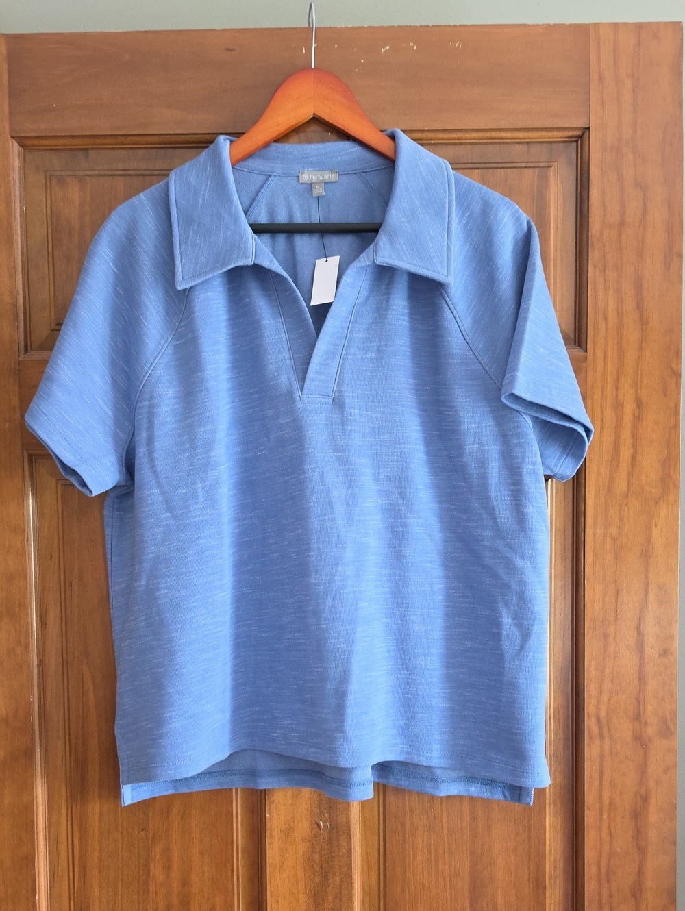 Talbots Soft Sky Blue Polo-Style Short Sleeve Shirt